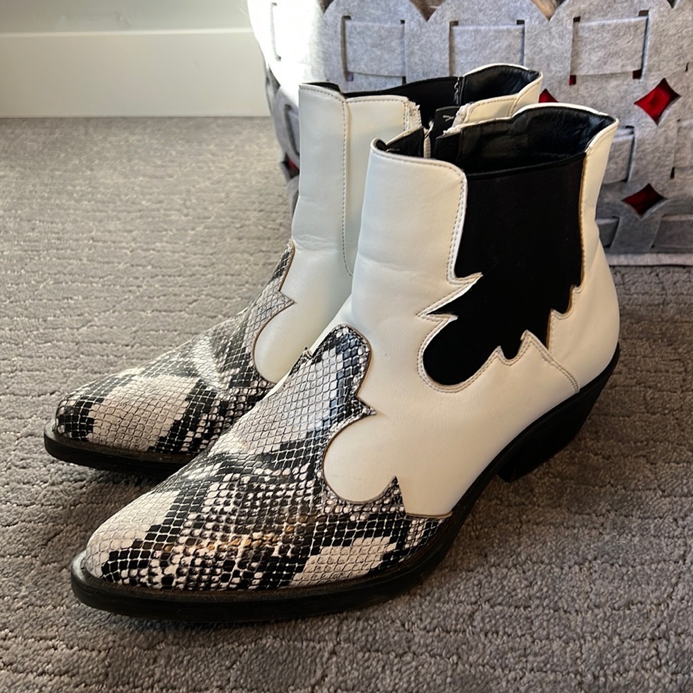 Burgundy Snakeskin Cowboy Boots J-Toe main image 1